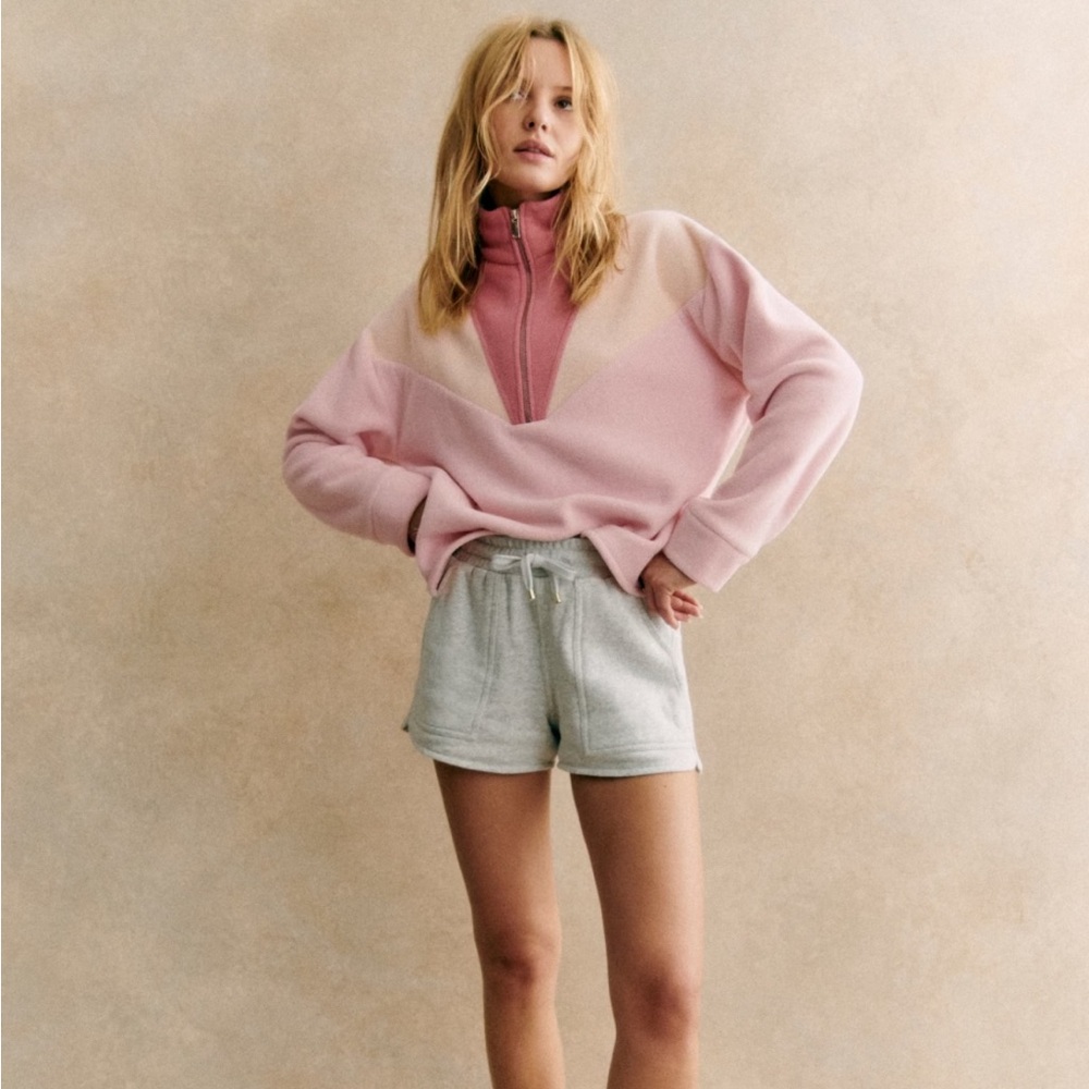 Sezane Pink and Cream Women's Sweater